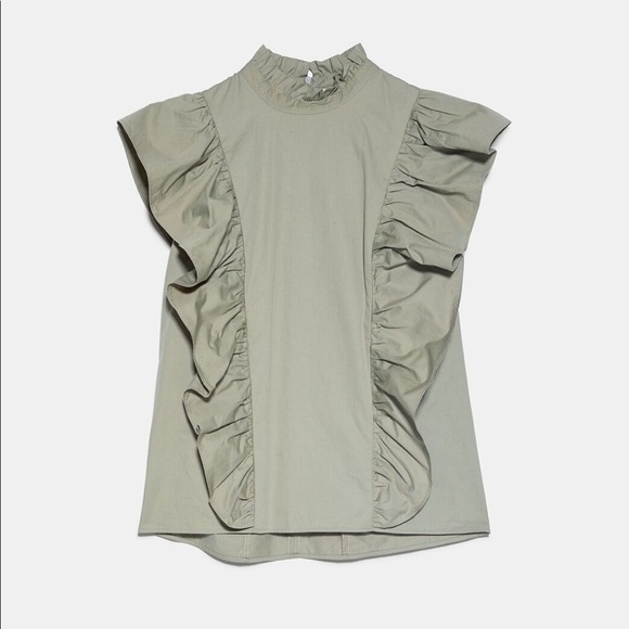 ZARA Ruffled Poplin Blouse BNWT - Picture 10 of 10